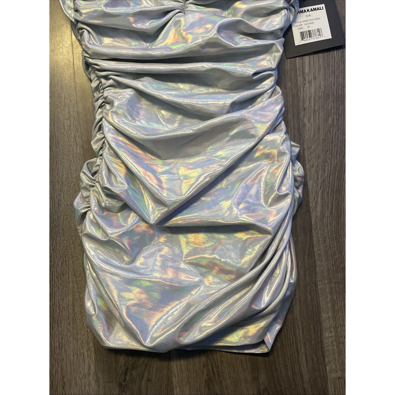 Norma Kamali Norma Kamali Bill Mio Swimsuit XS NWT Silver Iridescent Size ONE SIZE - 3 Thumbnail