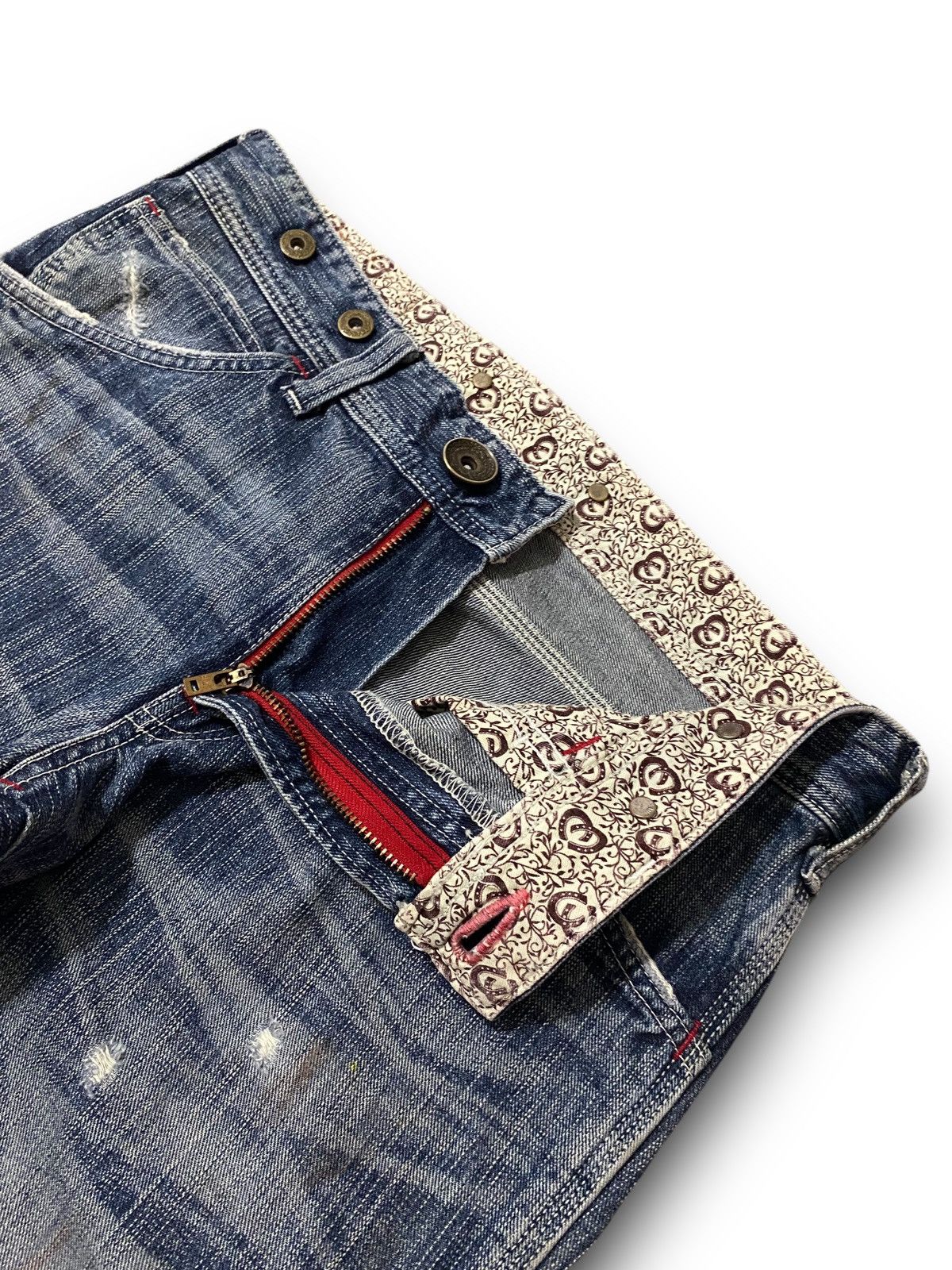 Edwin FLARE Edwin 503 Blue Trip Distressed Splash Paint Denim Size US 33 - 6 Thumbnail