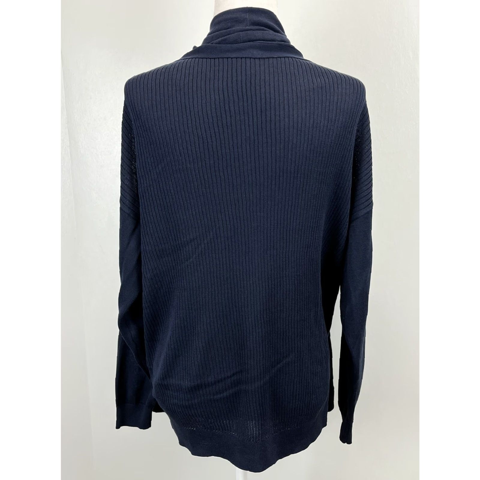 Vintage Chicos Cardigan Sweater, Open Front, Ribbed Knit, Blue, Size 2, US L, Women, Regular, Knit, Cardigan, VGUC Size XS / US 0-2 / IT 36-38 - 3 Thumbnail