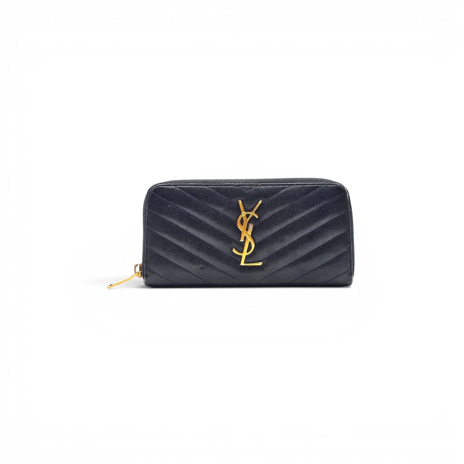 Saint Laurent Paris Monogram Large Grain de Poudre Matelassé Zippered Wallet Size ONE SIZE - 1 Thumbnail