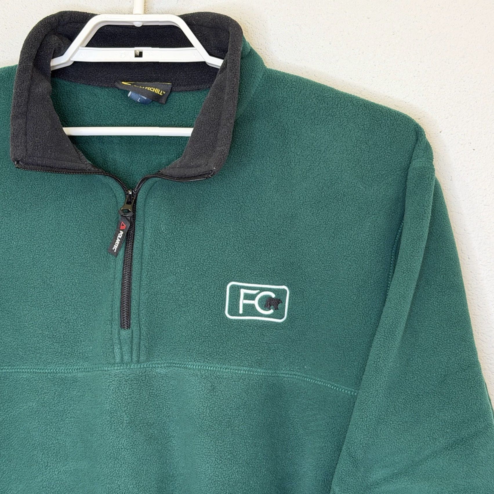 Vintage Fayettechill Sweatshirt Mens Large Green 1/4 Zip Fleece Pockets Trim Size US L / EU 52-54 / 3 - 2 Thumbnail