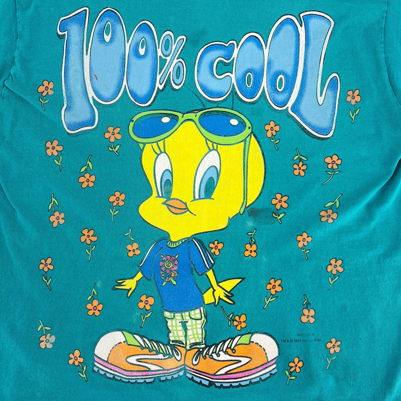 Vintage 90s Looney Tunes Tweety Bird 100% Cool Tshirt 1990s vintage Size US XL / EU 56 / 4 - 2 Thumbnail