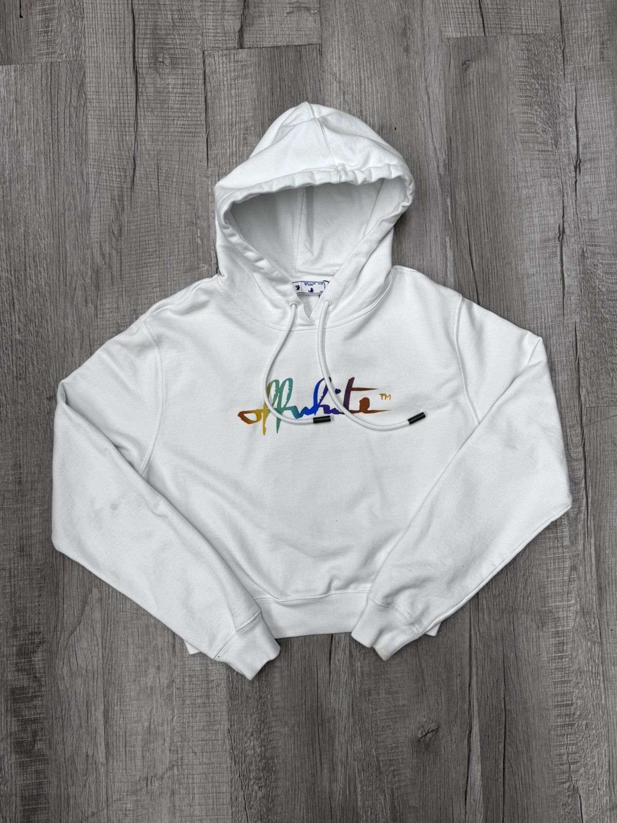 image of Off White Womans Off-White Rainbow Logo Hoodie, Women's (Size XS)