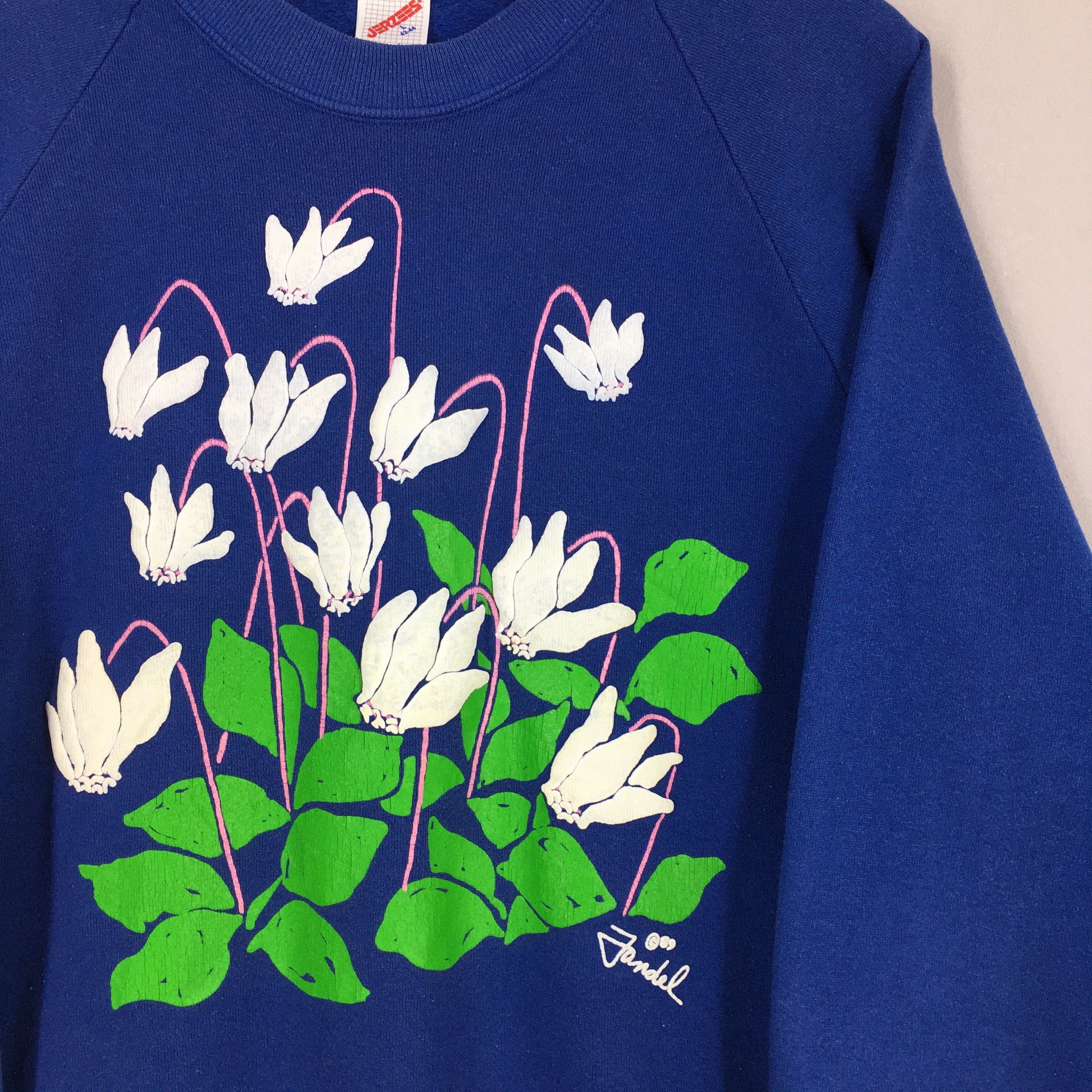 Jerzees Vintage 90s Pop Art Floral Sweatshirt Women Large Size M / US 6-8 / IT 42-44 - 2 Thumbnail