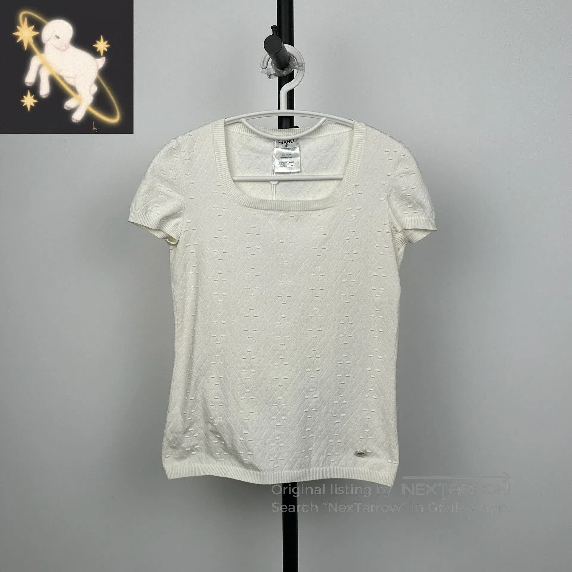 Chanel Chanel White Square Neck Jacquard Top 34. Size XXS / US 00 / IT 34 - 1 Thumbnail
