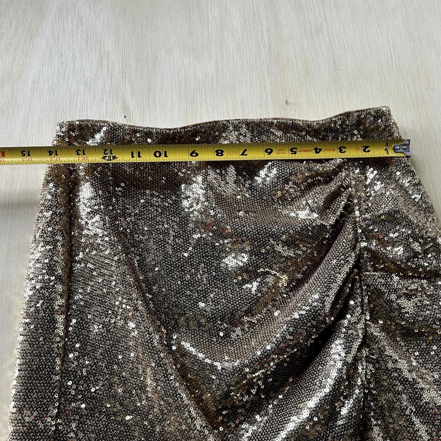 Vintage VINTAGE? No. INC International Concepts Skirt Womens XS Gold Sequin Pencil Asymmetric Party Size 26" / US 2 / IT 38 - 2 Thumbnail