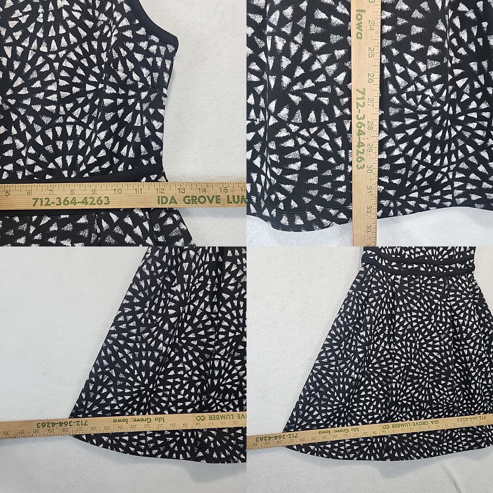 Mossimo Mossimo Geometric Print A-line Mini Dress Black White Women's XS Sleeveless Round Neck Zip Glitter Lined Casual Office Party/Cocktail Vintage No Size XS / US 0-2 / IT 36-38 - 8 Thumbnail