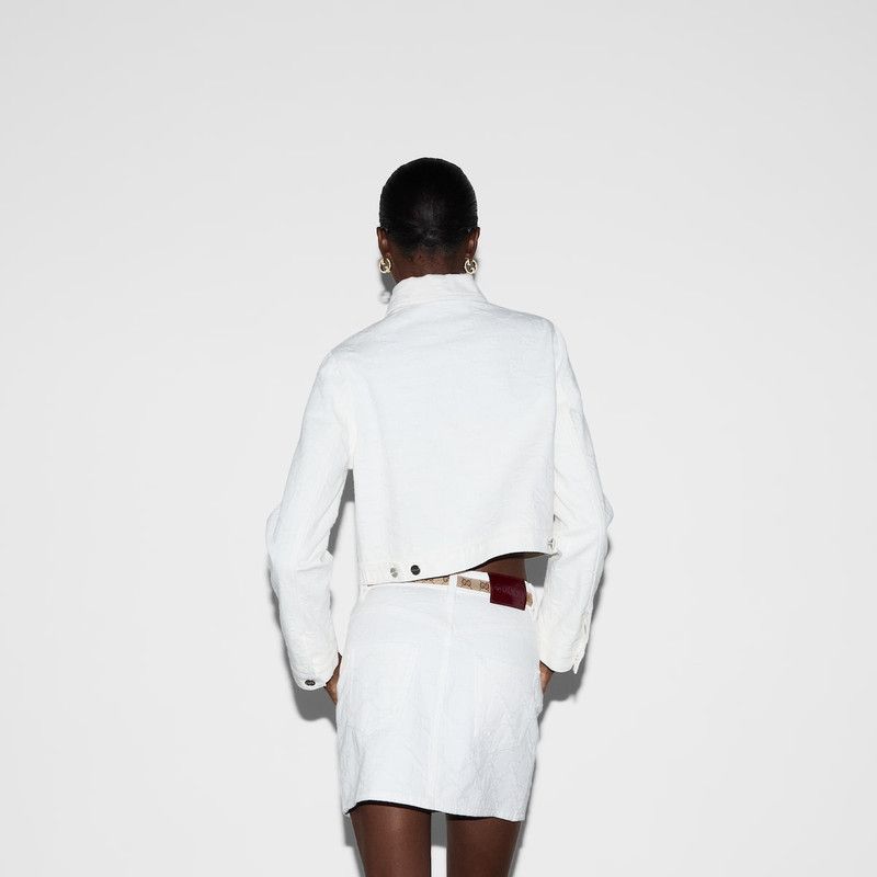 Gucci oc11z1125 GG Jacquard Denim Jacket in White Size M / US 6-8 / IT 42-44 - 4 Thumbnail