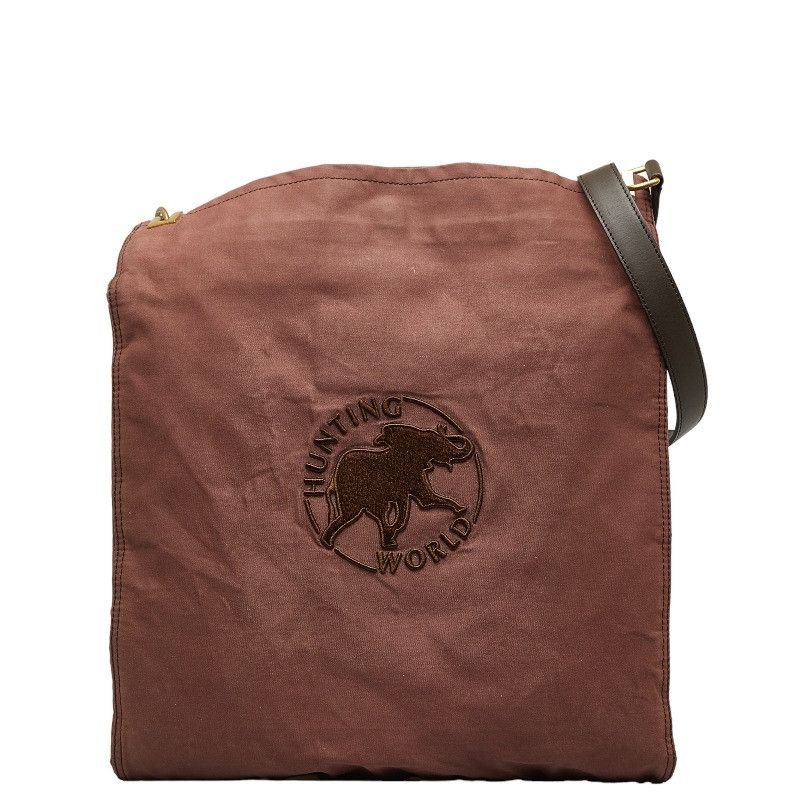 image of Other Hunting World Canvas Leather Trim Crossbody Bag in Brown, Women's