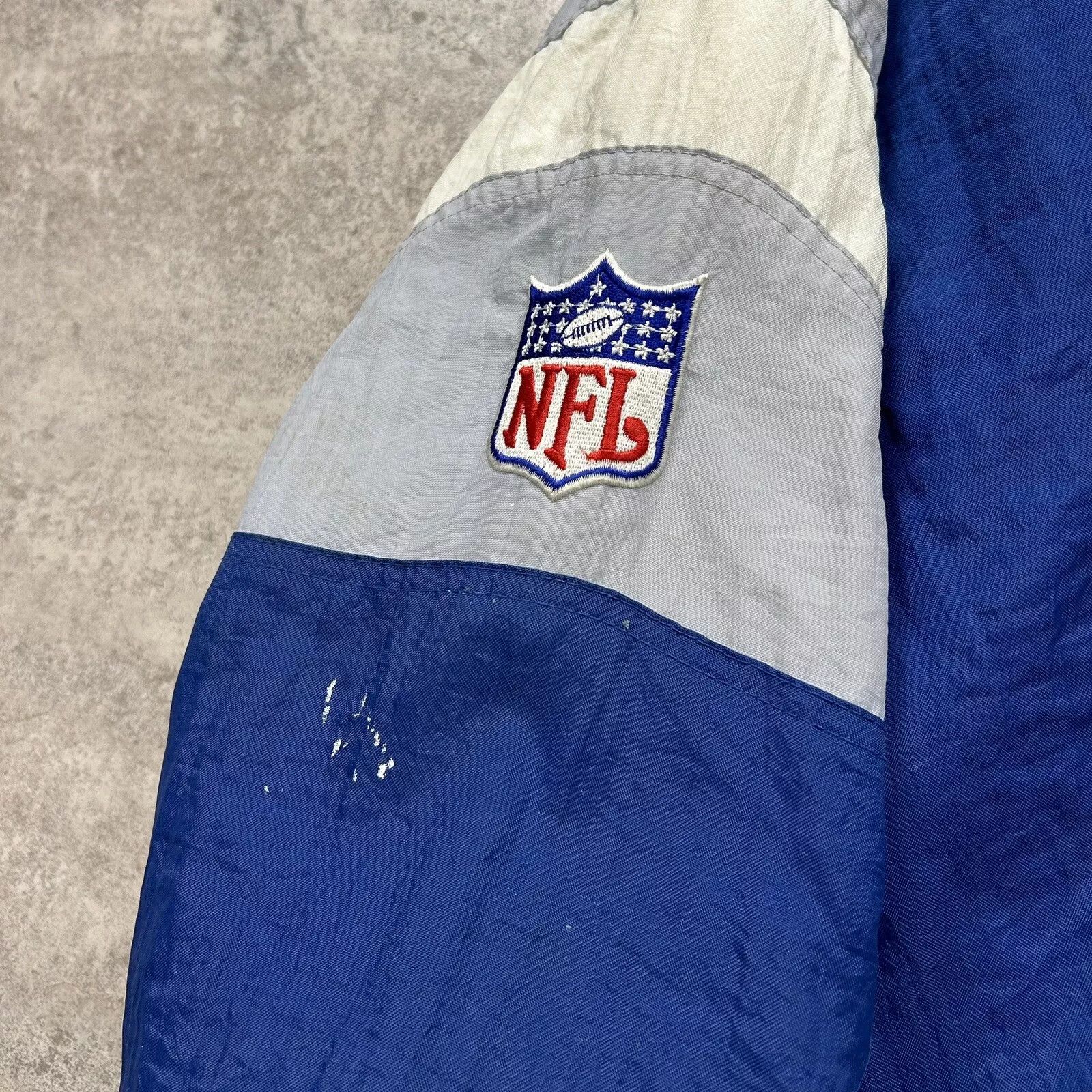 NFL × Starter × Vintage DALLAS COWBOYS STARTER PUFFER JACKET HOODIE SIZE L BLUE Size US L / EU 52-54 / 3 - 10 Thumbnail