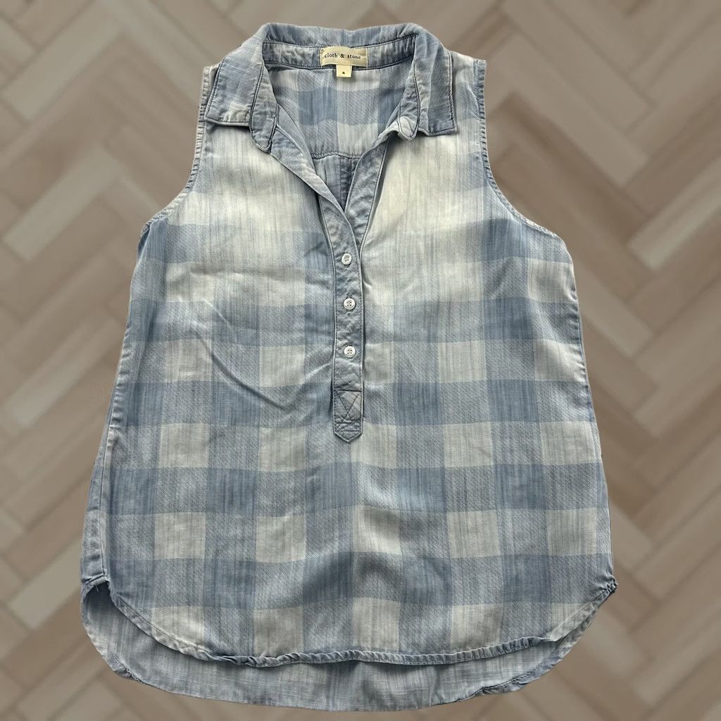 Denime Cloth & Stone Denim Blouse Sleeveless Blue Women's Small XS-XL? Size S / US 4 / IT 40 - 1 Thumbnail
