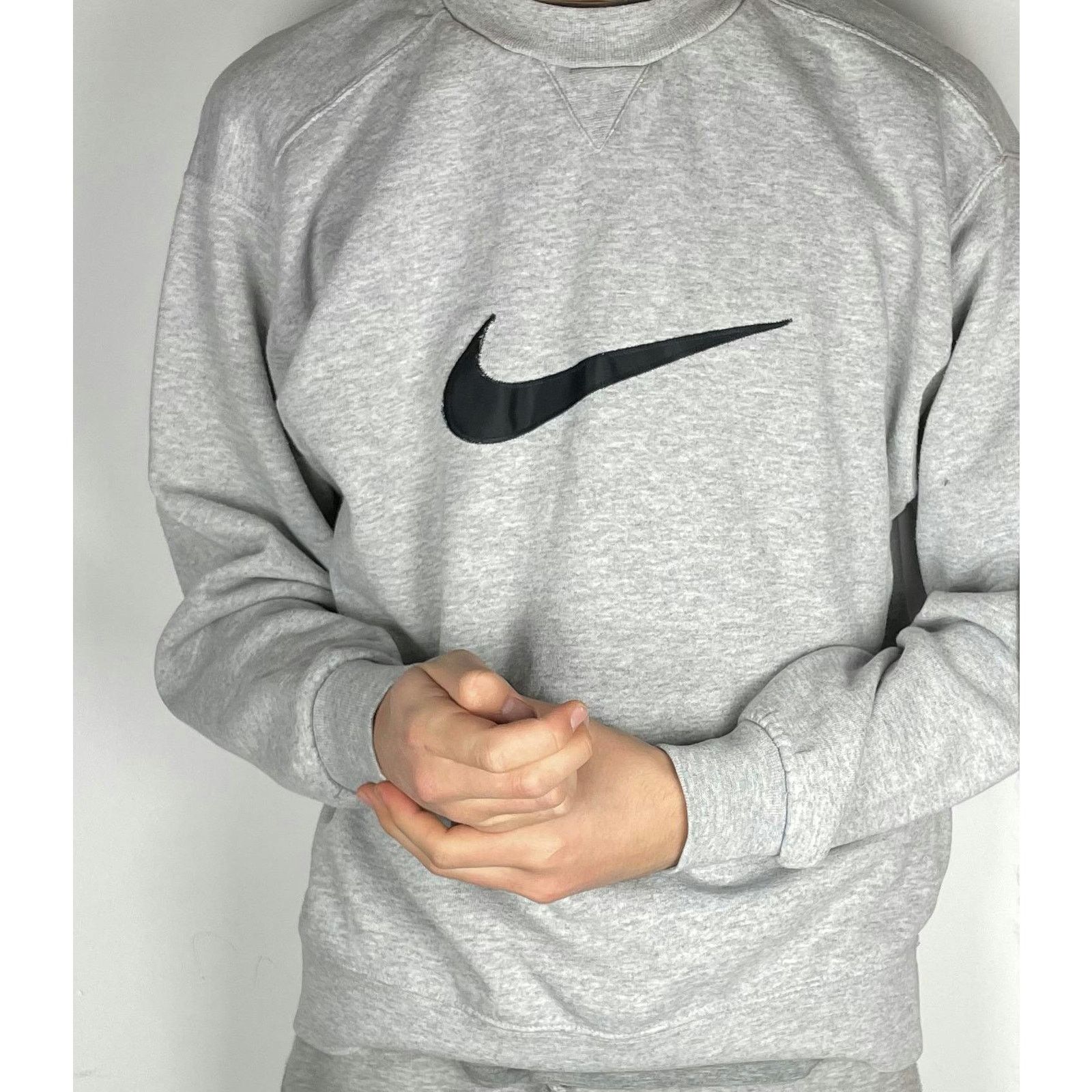 Nike × Vintage Vintage Nike Men's Gray Swoosh Pullover Fleece Sweatshirt S Size US S / EU 44-46 / 1 - 2 Thumbnail