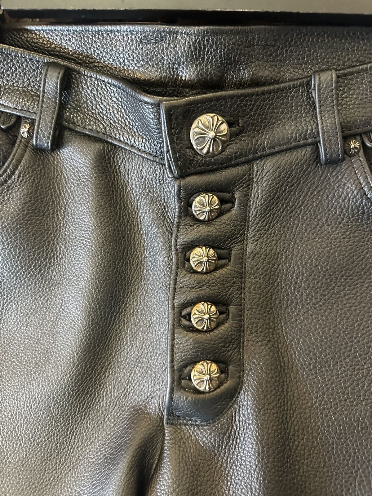 Chrome Hearts CHROME HEARTS 1:1 SEX PATCH LEATHER JEANS ODEL BECKHAM Size US 34 / EU 50 - 13 Thumbnail