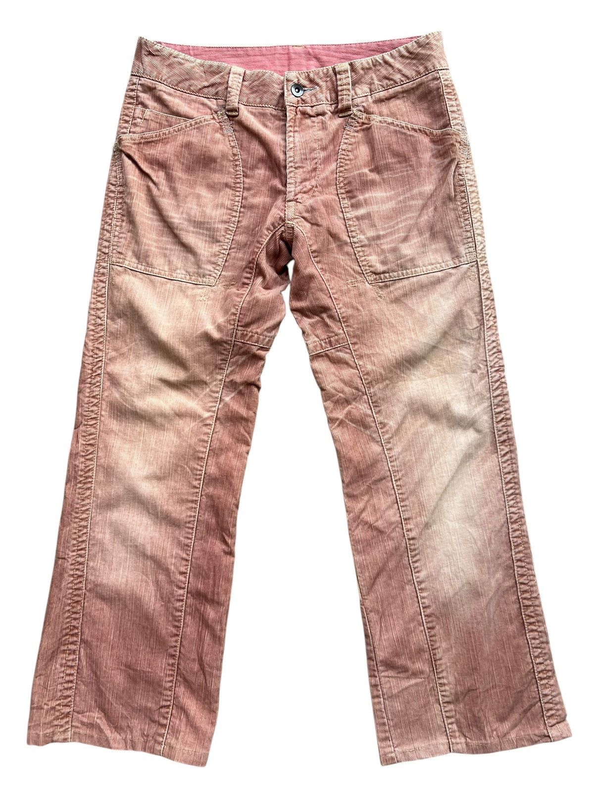 Japanese Brand Sunfaded Pink Corduroy Wide Baggy Pants 32x27 Size 32" / US 10 / IT 46 - 2 Thumbnail