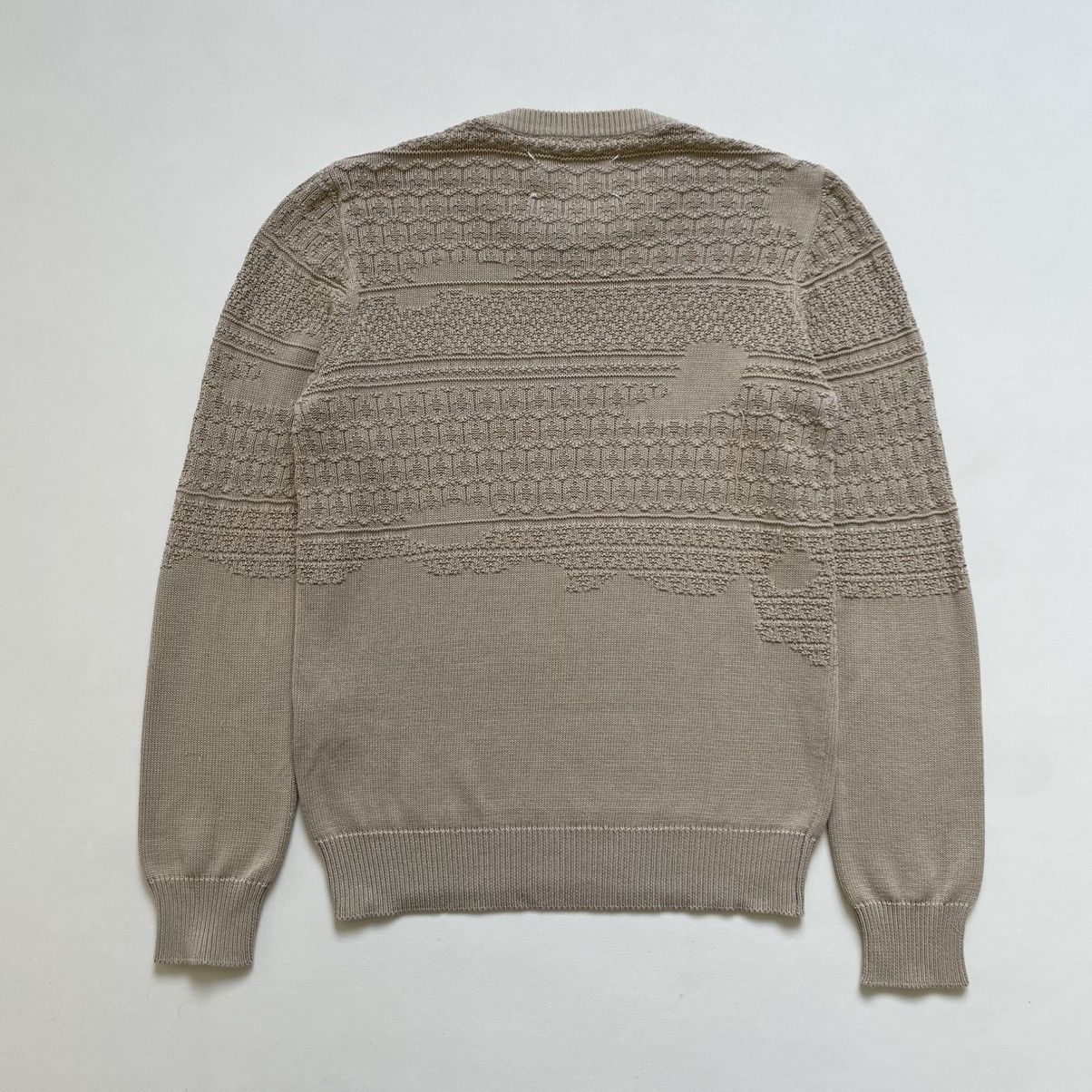 Maison Margiela ‘Destroyed Fair Isle’ Weave Beige Sweater Size US M / EU 48-50 / 2 - 13 Thumbnail