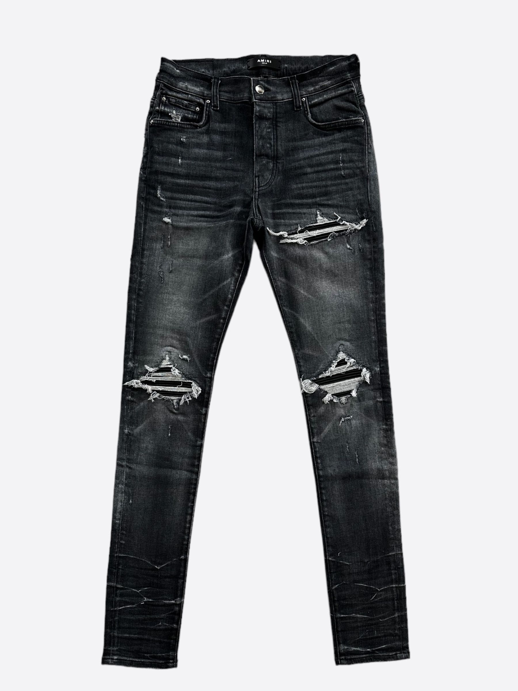 Amiri Amiri Storm Grey & Black Patch MX1 Jeans | Grailed