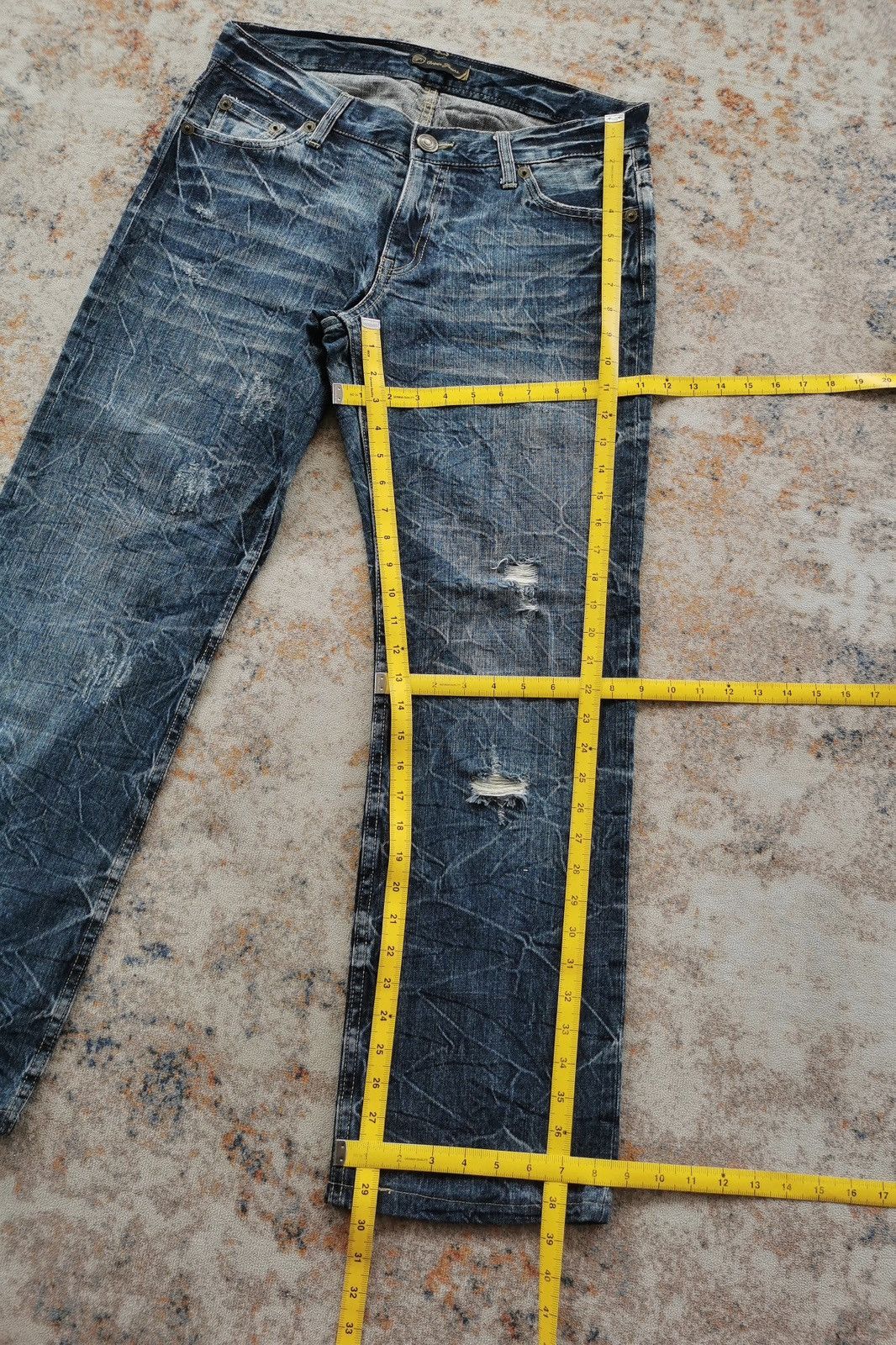 Japanese Brand Whiskers Grandmind Oririn Jeans Distressed Denim Size US 33 - 13 Thumbnail
