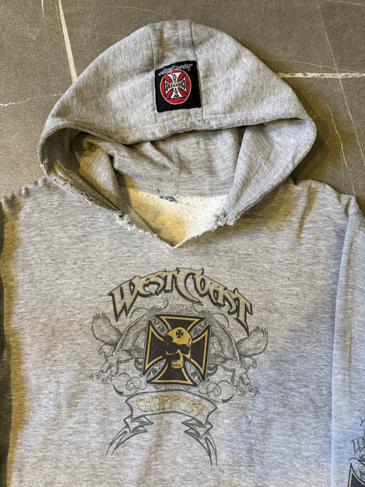 West Coast Choppers West Coast Choppers Skull Trashed Vintage Hoodie Size US XXL / EU 58 / 5 - 3 Thumbnail