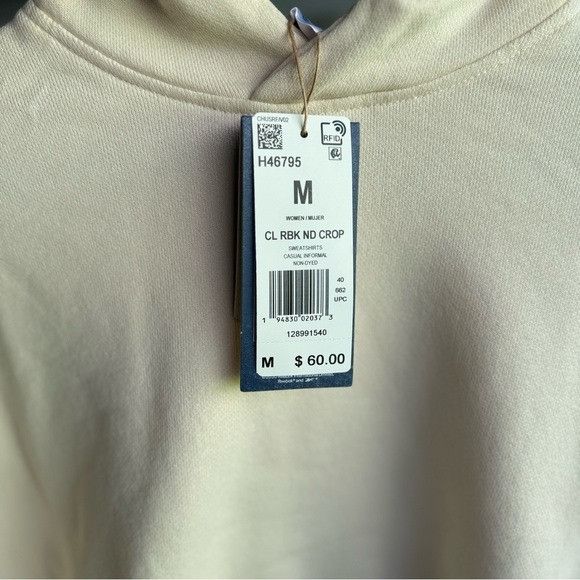 Reebok NWT REEBOK CROPPED CREAM HOODIE SZ MEDIUM M Size M / US 6-8 / IT 42-44 - 6 Thumbnail