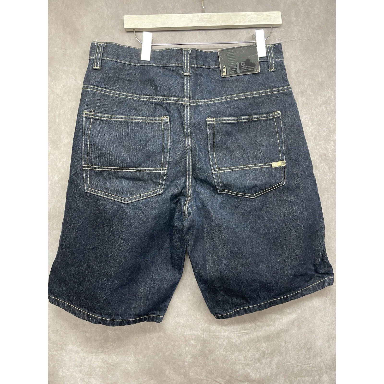 Southpole Southpole Mens Baggy Denim Jean Shorts Jorts Dark Blue Y2K S Size US 36 / EU 52 - 1 Thumbnail