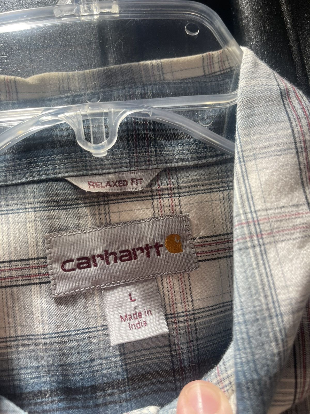 Carhartt Carhartt Men's Relaxed Fit Stream Blue Plaid Casual Button Size US L / EU 52-54 / 3 - 3 Thumbnail