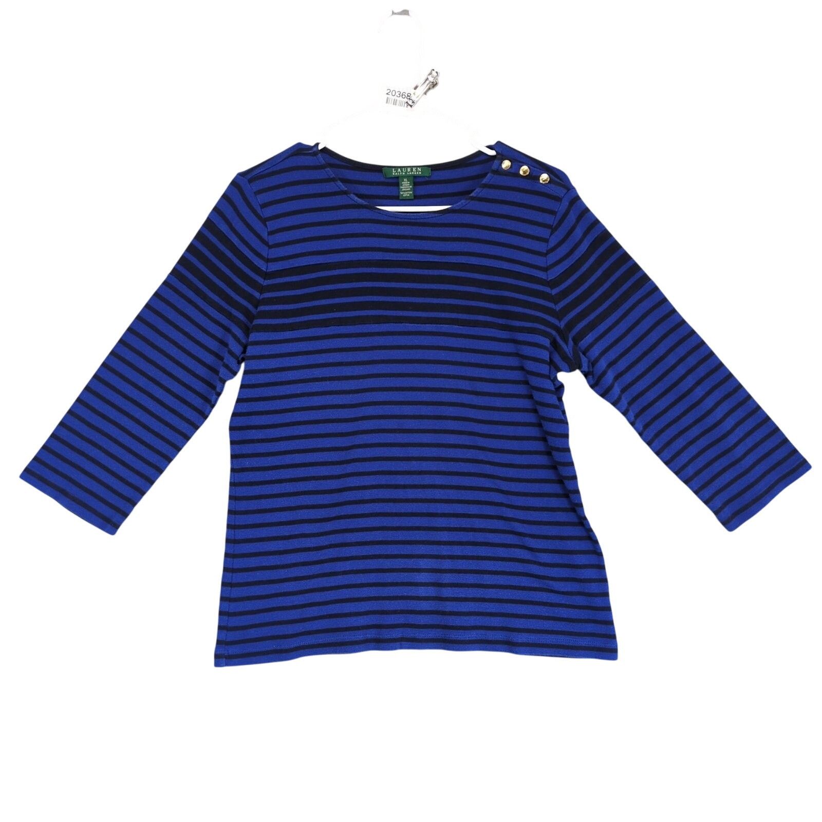 Lauren Ralph Lauren LRL Ralph Lauren Women's XL Blue Black Striped Top Size XL / US 12-14 / IT 48-50 - 1 Thumbnail