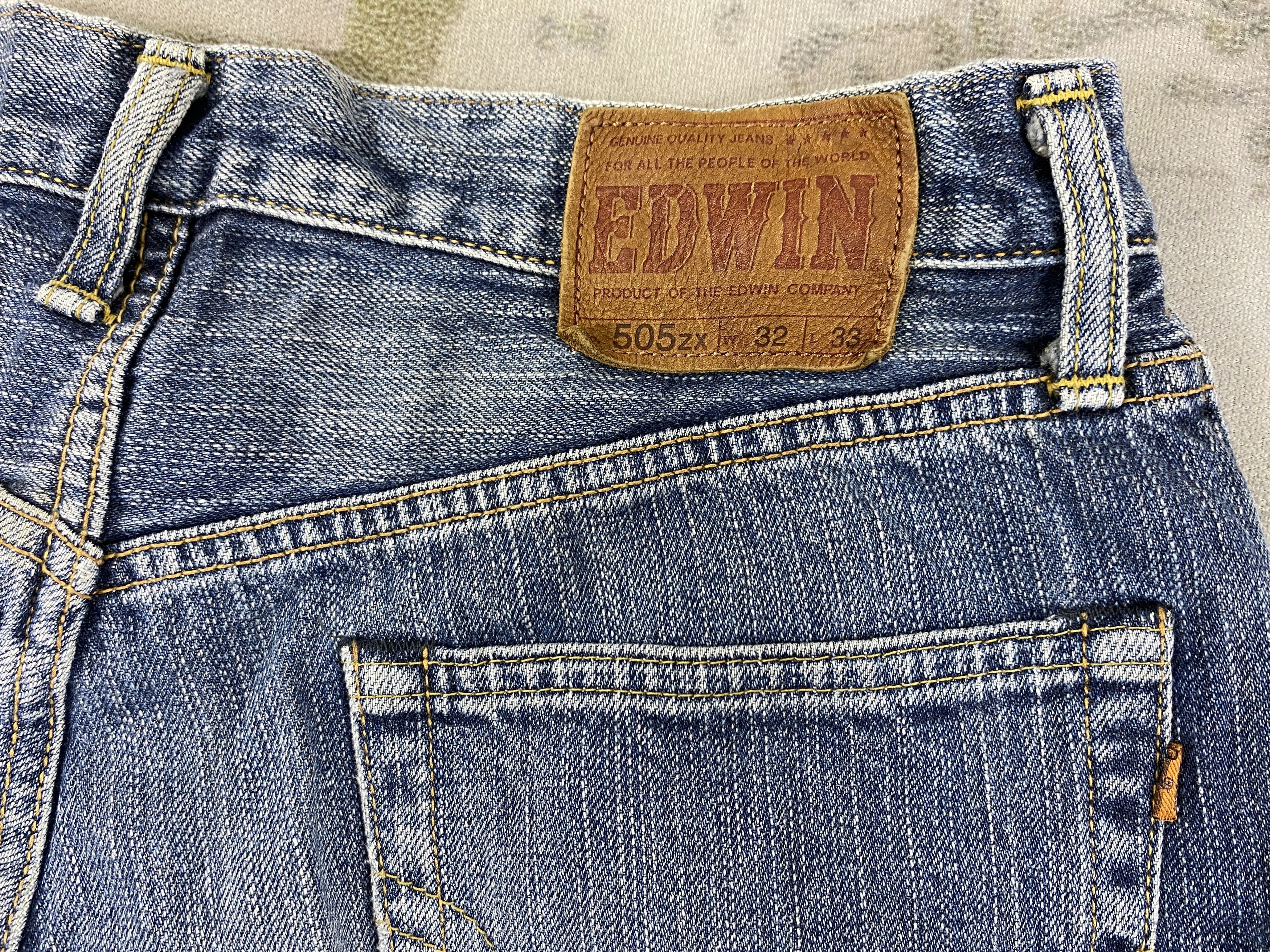 EDWIN 505ZX SELVEDGE DISTRESSED DENIM 32x30.5 Denim- JN3824