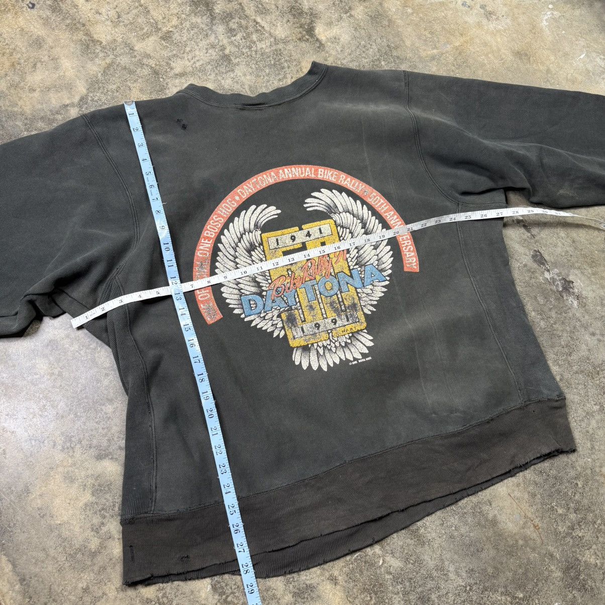 Vintage vintage thrashed biker motorcycle rally weave sweatshirt Size US XL / EU 56 / 4 - 11 Thumbnail
