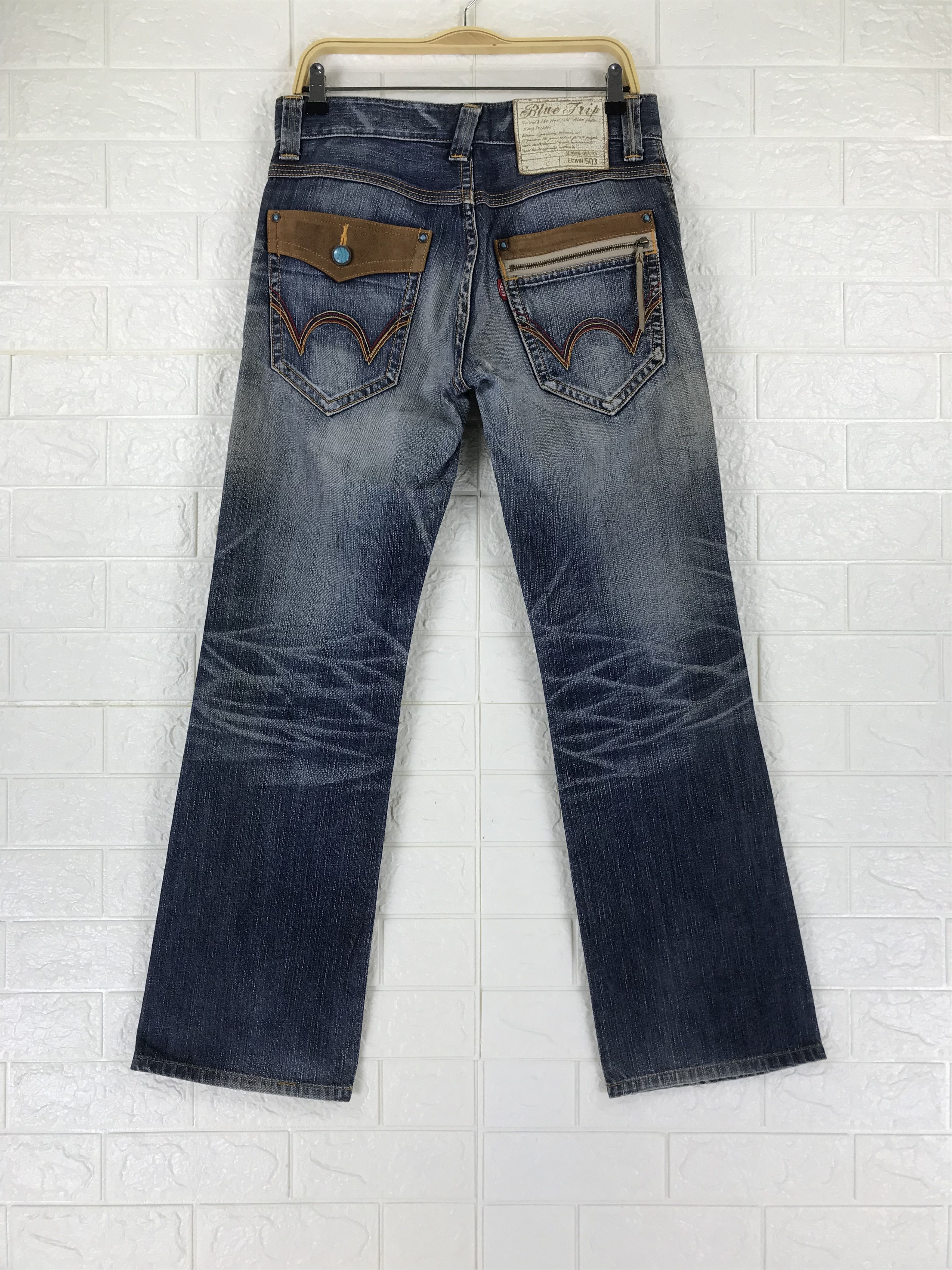 Edwin Vintage Edwin 503 Blue Washed Flare Jeans Size US 31 - 5 Thumbnail