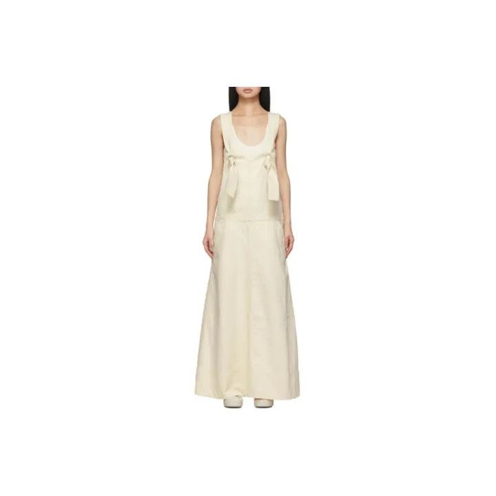 JIL SANDER SS23 Sleeveless Maxi Dress in Beige 0079