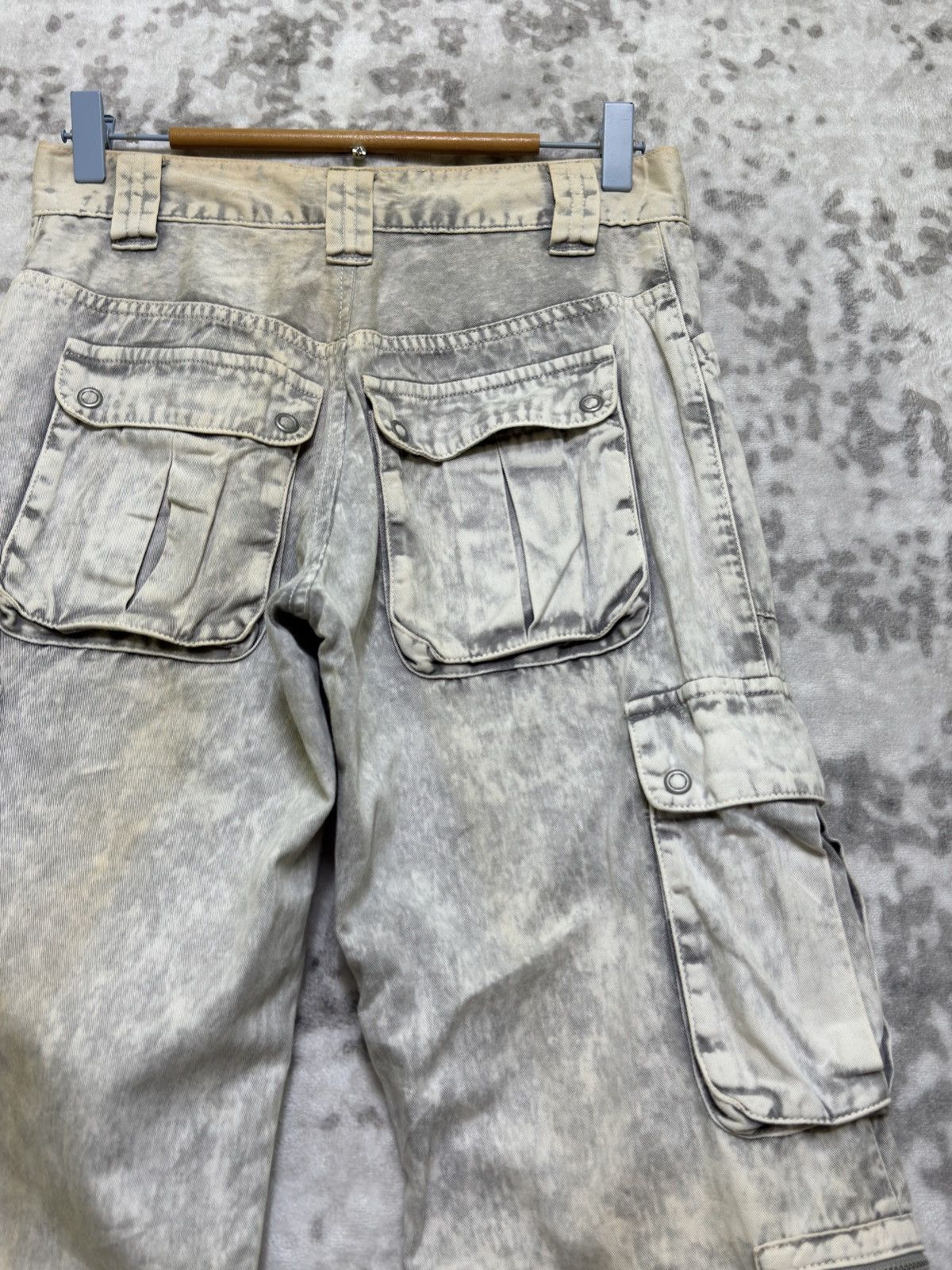 Morgan Homme Y2k Morgan Homme Grey Acid Wash Cargo Sun Faded Denim Size US 28 / EU 44 - 12 Thumbnail