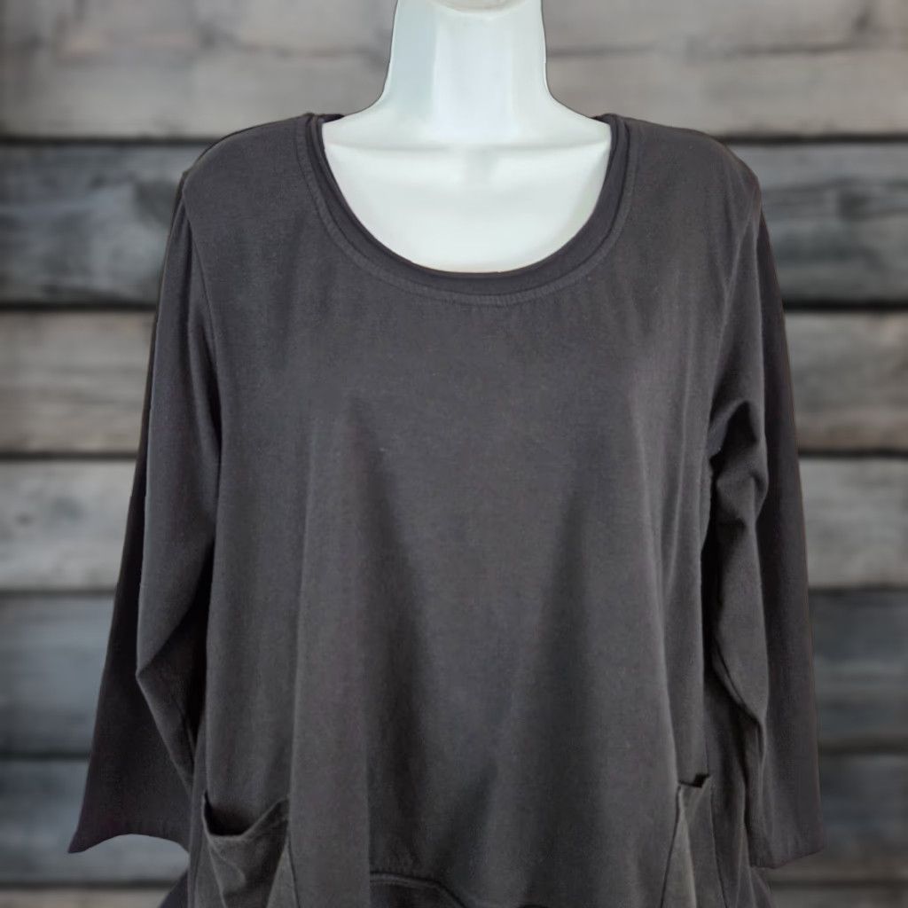 Vintage Snapdragon & Twig Womens Blouse Large Black Layered Pockets Lagenlook Shirt Adult Womens Size L / US 10 / IT 46 - 1 Thumbnail