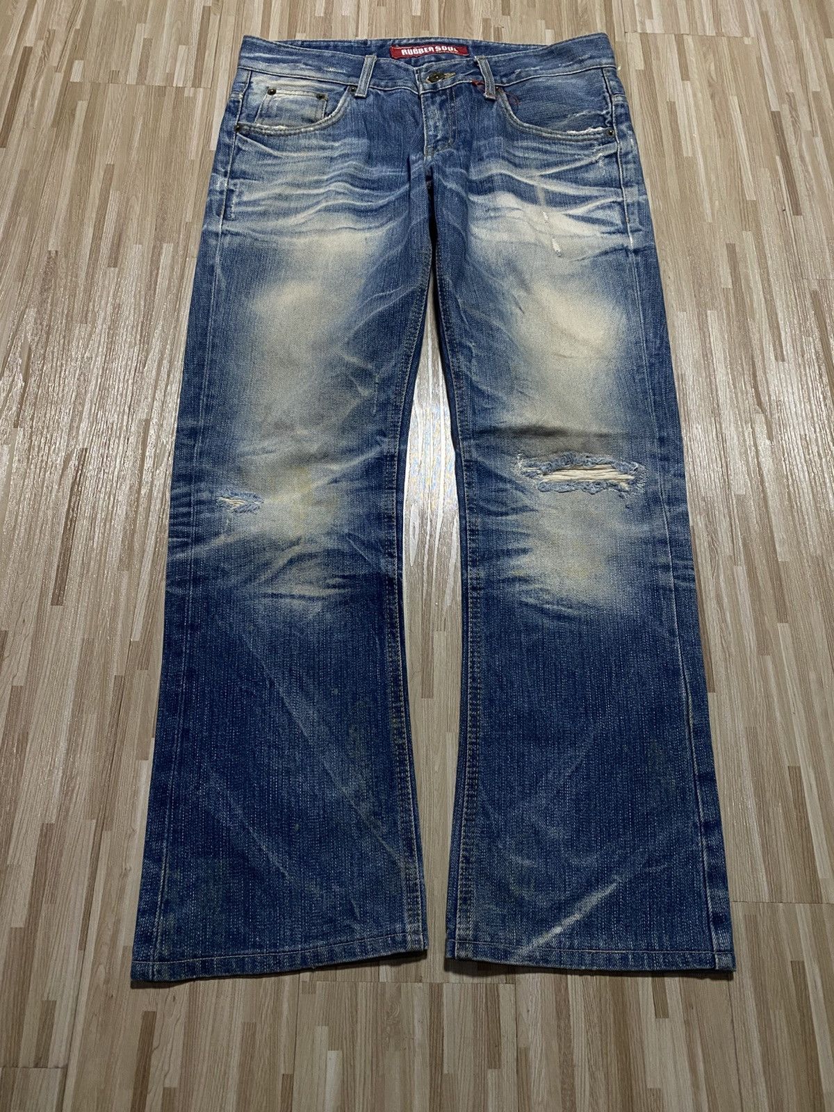 Japanese Brand × Vintage 💥FLARED💥INSANE RUSTY MUDWASH RUBBER SOUL💥 Size US 31 - 1 Thumbnail