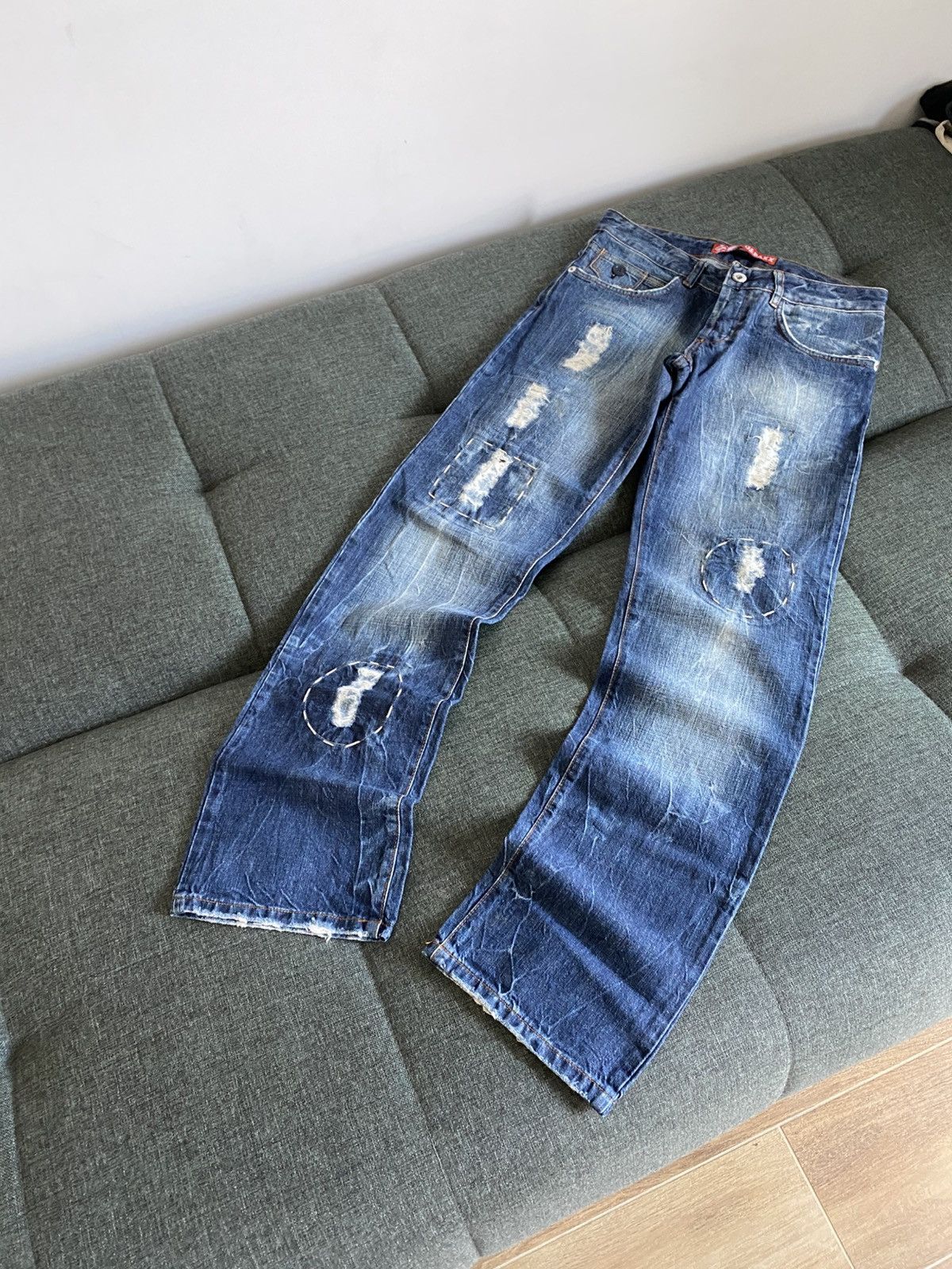 Hysteric Glamour Vintage Avant Garde Faded Flared Jeans Japanese Y2K Baggy Size US 32 / EU 48 - 2 Thumbnail