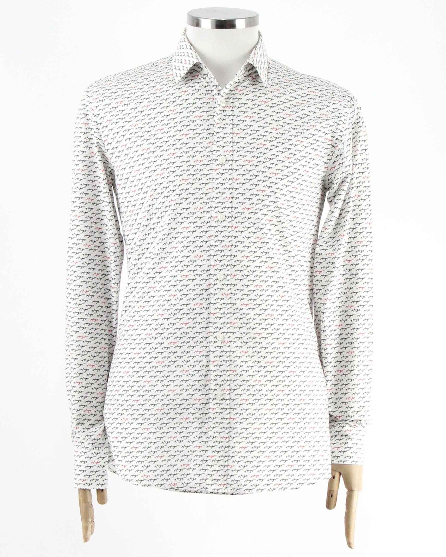 Hugo Boss HUGO BOSS White printed shirt Size US L / EU 52-54 / 3 - 1 Thumbnail