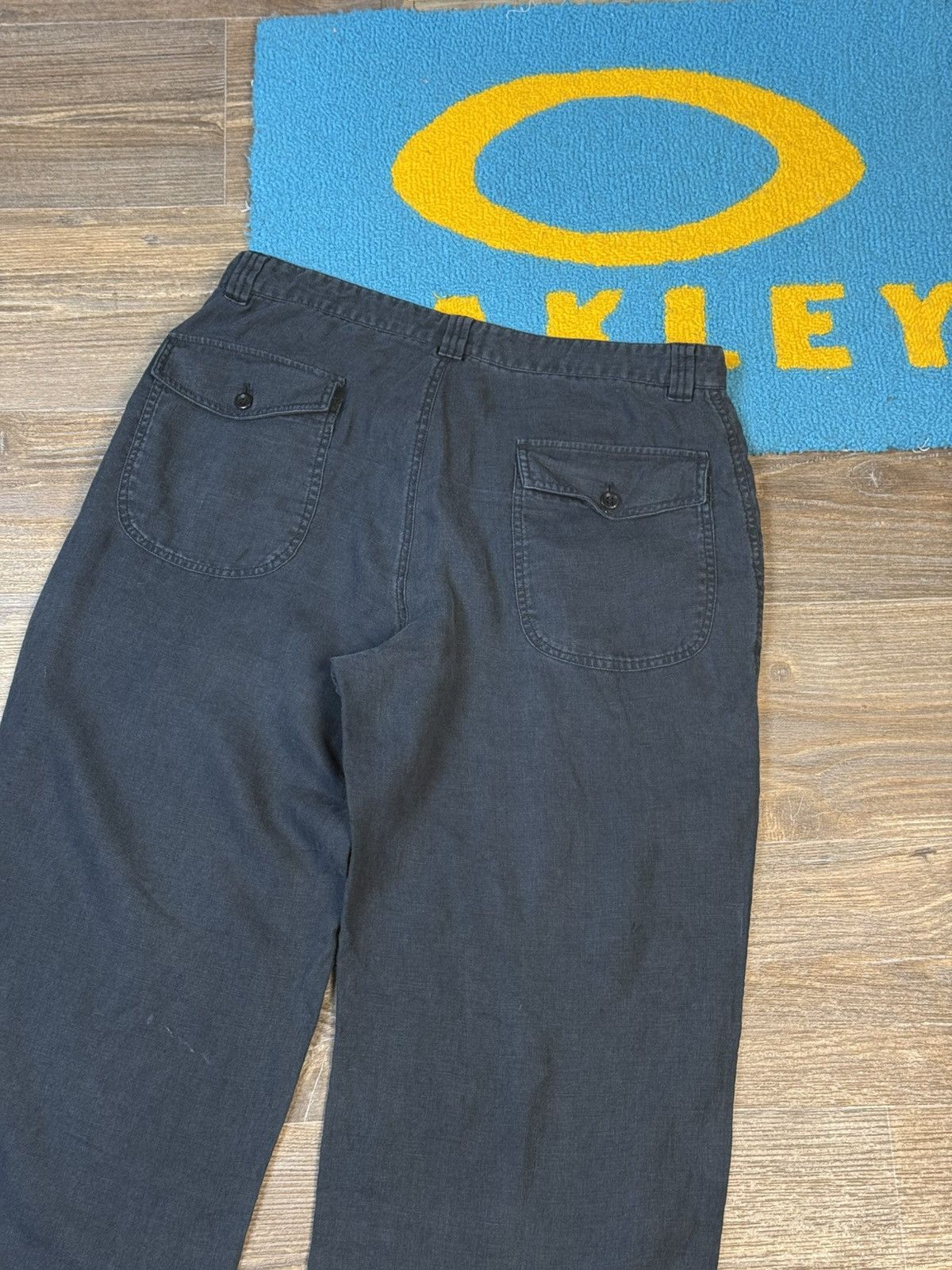 Armani Collezioni × Vintage Vintage Armani Collezioni Blue Wide Linen Pant Size US 33 - 12 Thumbnail