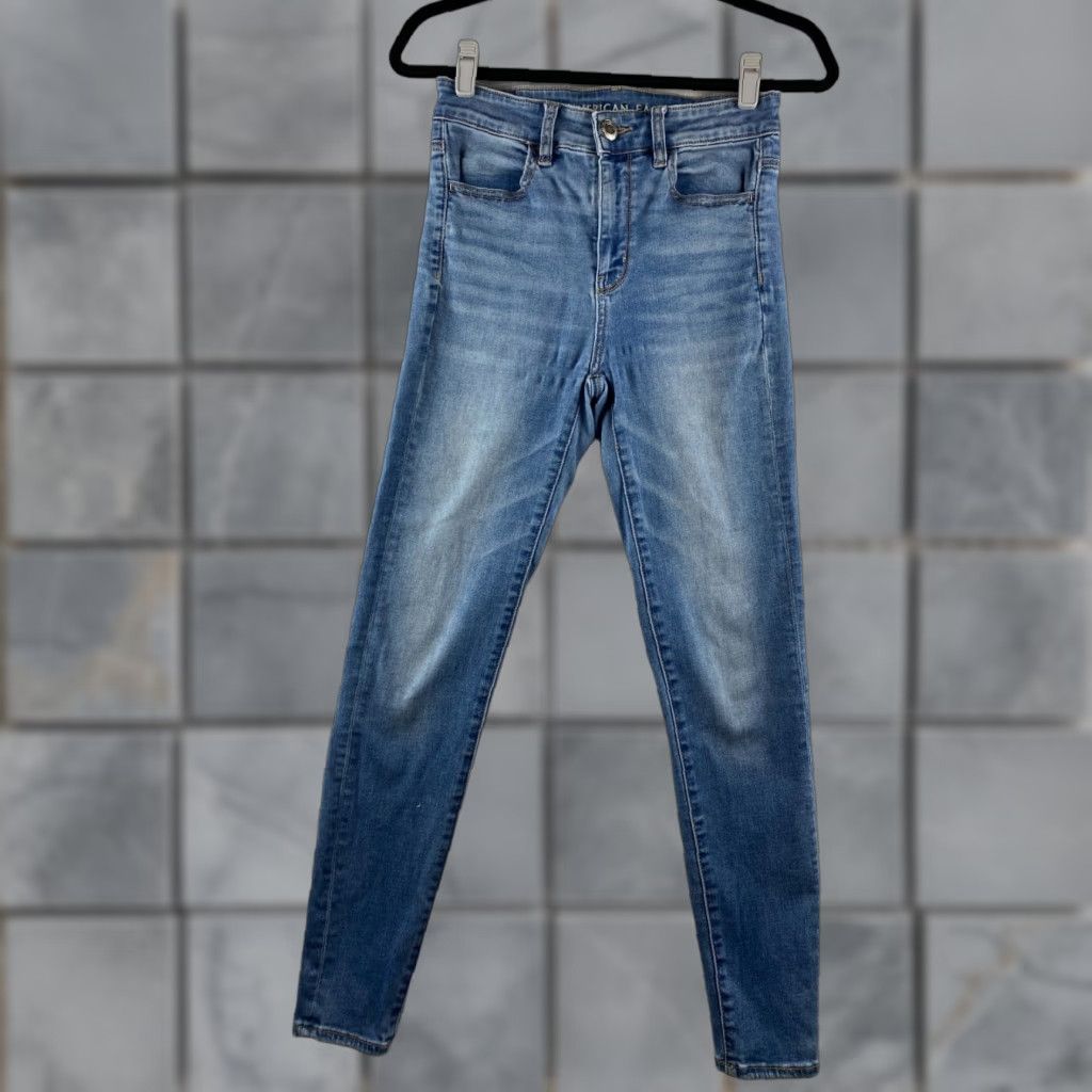 American Eagle Outfitters American Eagle Jeans Womens 6 High Rise Jegging Blue 27x29 Stretch Denim Ankle Regular 5-Pocket Design Womens Jeans Size 28" / US 6 / IT 42 - 1 Thumbnail