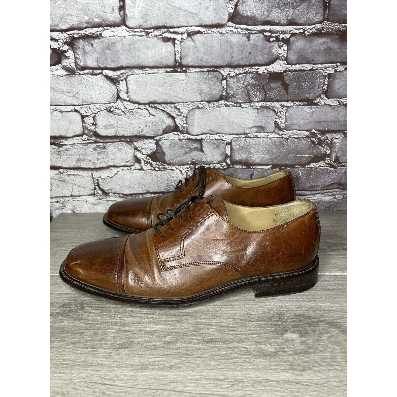 Johnston & Murphy Johnston Murphy J. Murphy Brown Leather Cap Toe Oxford Dress Size US 10 / EU 43 - 6 Thumbnail