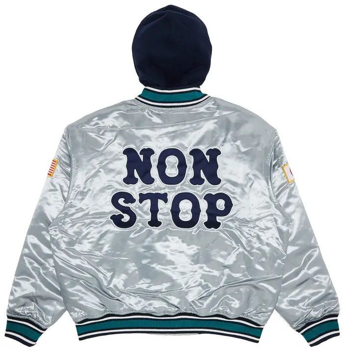 Supreme Supreme x Homerun Satin Hooded Varsity Jacket ‘Silver’ Size US S / EU 44-46 / 1 - 2 Thumbnail