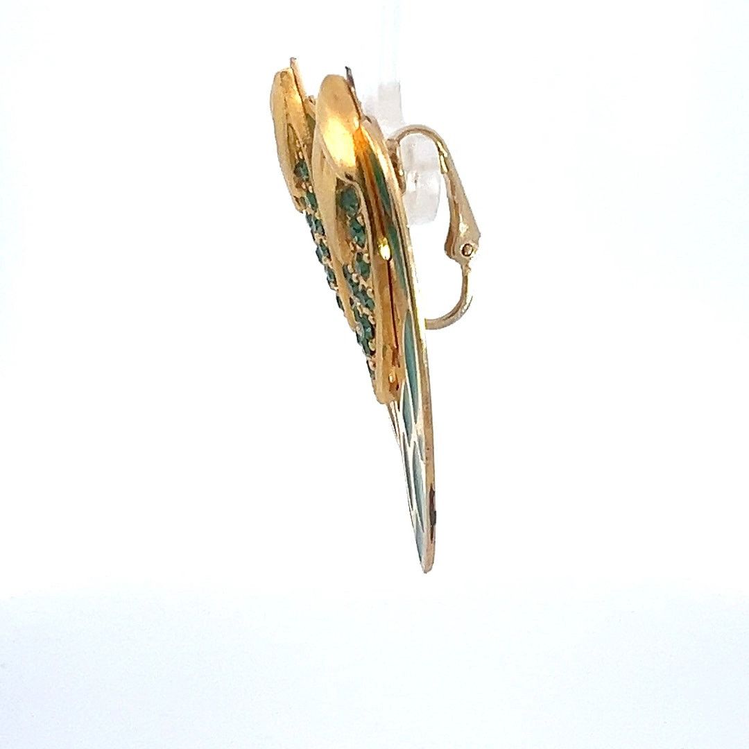 & Other Stories Berebi Golden Glower Green Rhinestone Leaf Clip Earrings Size ONE SIZE - 8 Thumbnail