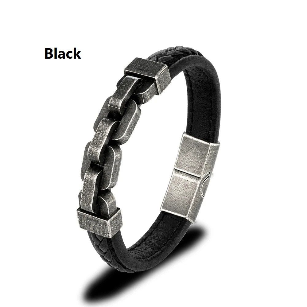 Other Chain Leather Bracelet Accessories Cuff Gift For Him Size ONE SIZE - 8 Thumbnail