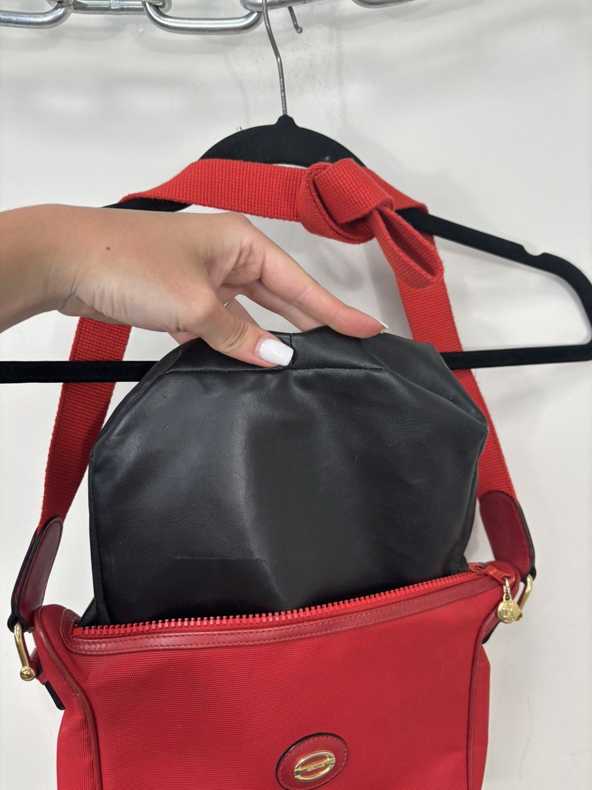 Celine Vintage Celine MO4 Red Fabric Minimalist Rare Shoulder Bag Size ONE SIZE - 14 Thumbnail