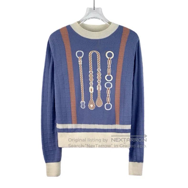 Hermes Hermes Color Blocked Lock Chain Saddle Embroidered Wool Cr Size XS / US 0-2 / IT 36-38 - 1 Thumbnail