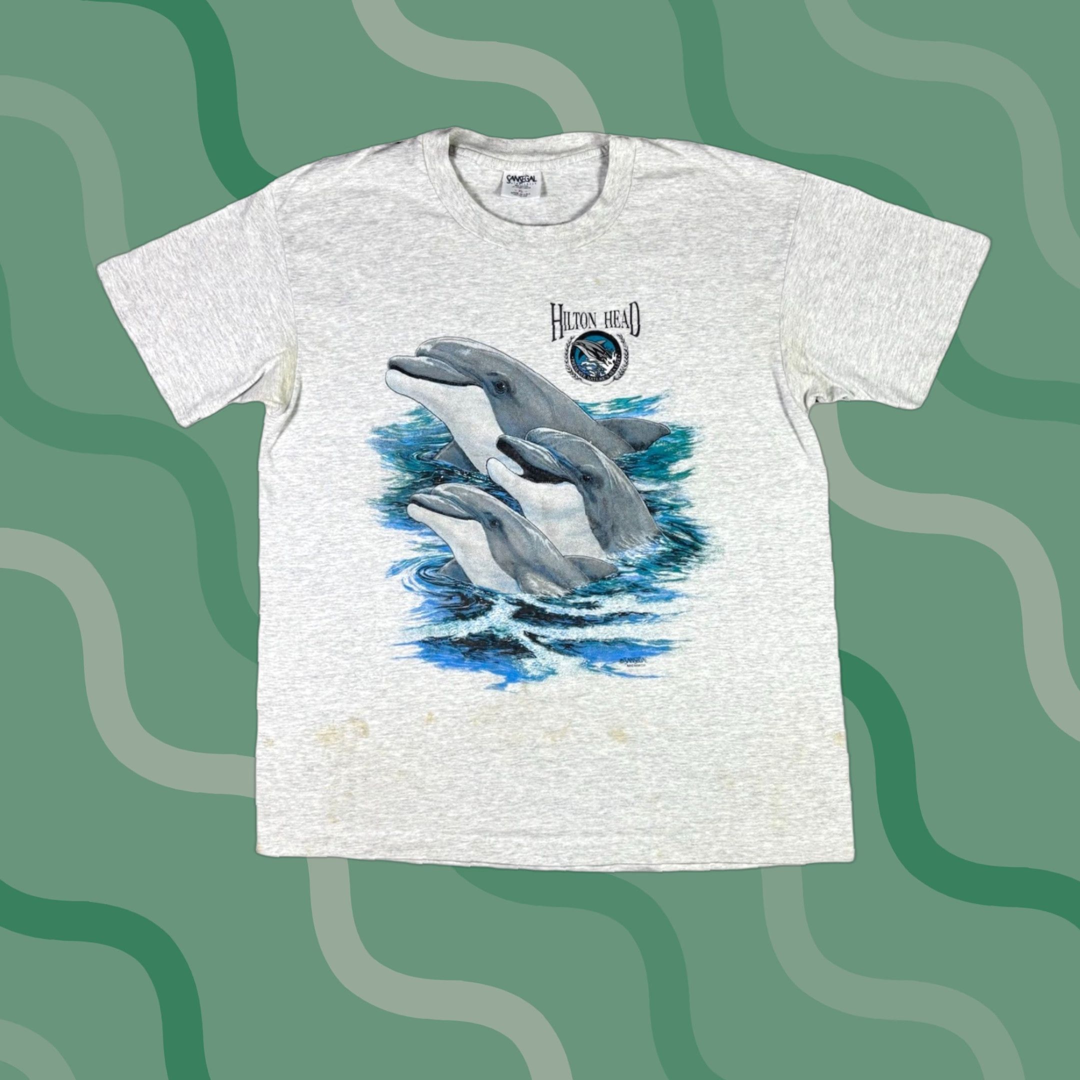 Vintage VINTAGE Hilton Head T Shirt Dolphin Animal Nature Wildlife XL Gray Cotton Knit Men T-Shirt Short Sleeve Crew Neck 90s Size US XL / EU 56 / 4 - 1 Thumbnail