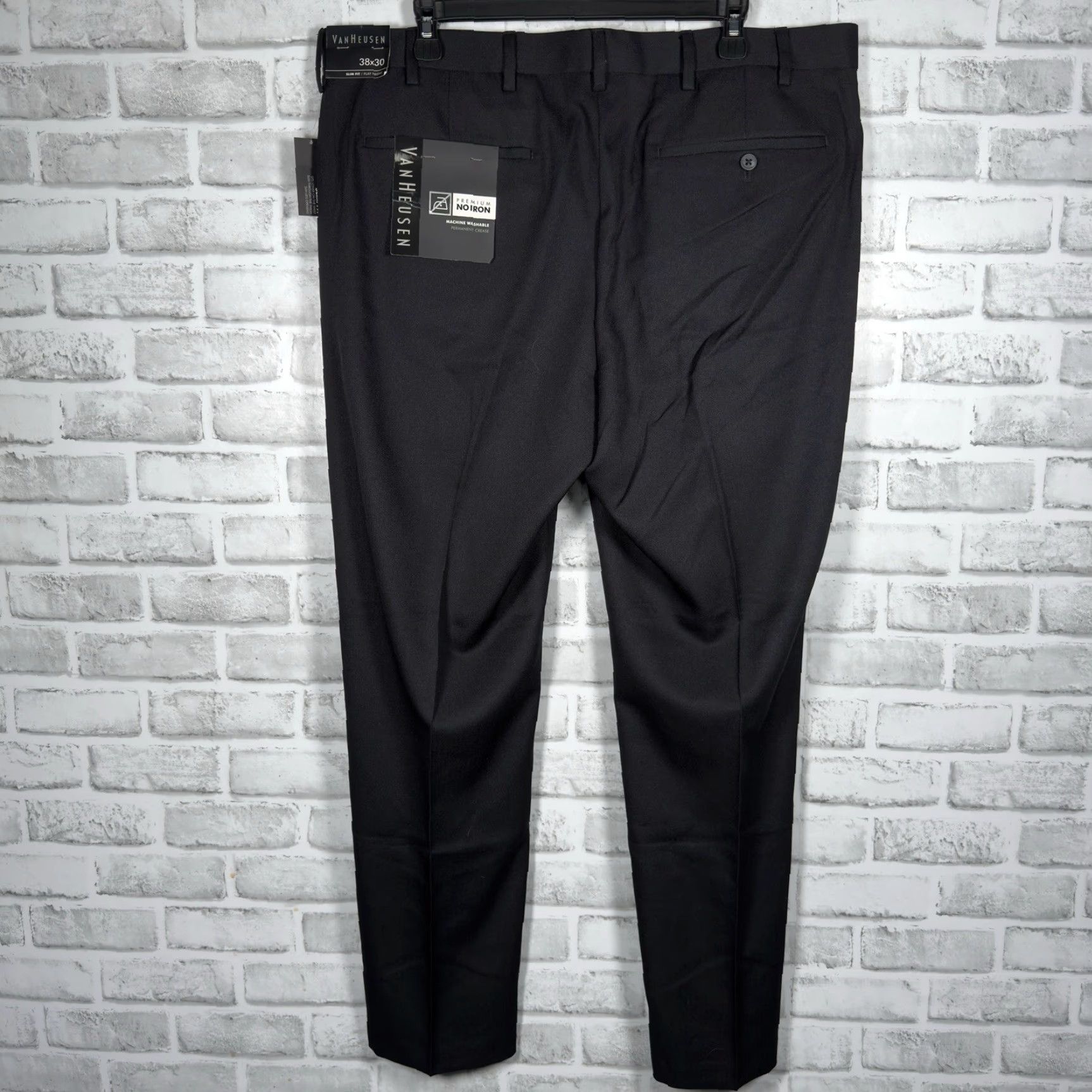 Van Heusen VAN HEUSEN Black Slim Fit Pants Mens Size 38x30 Dress Pants NWT Regular Fit Size US 38 / EU 54 - 5 Thumbnail