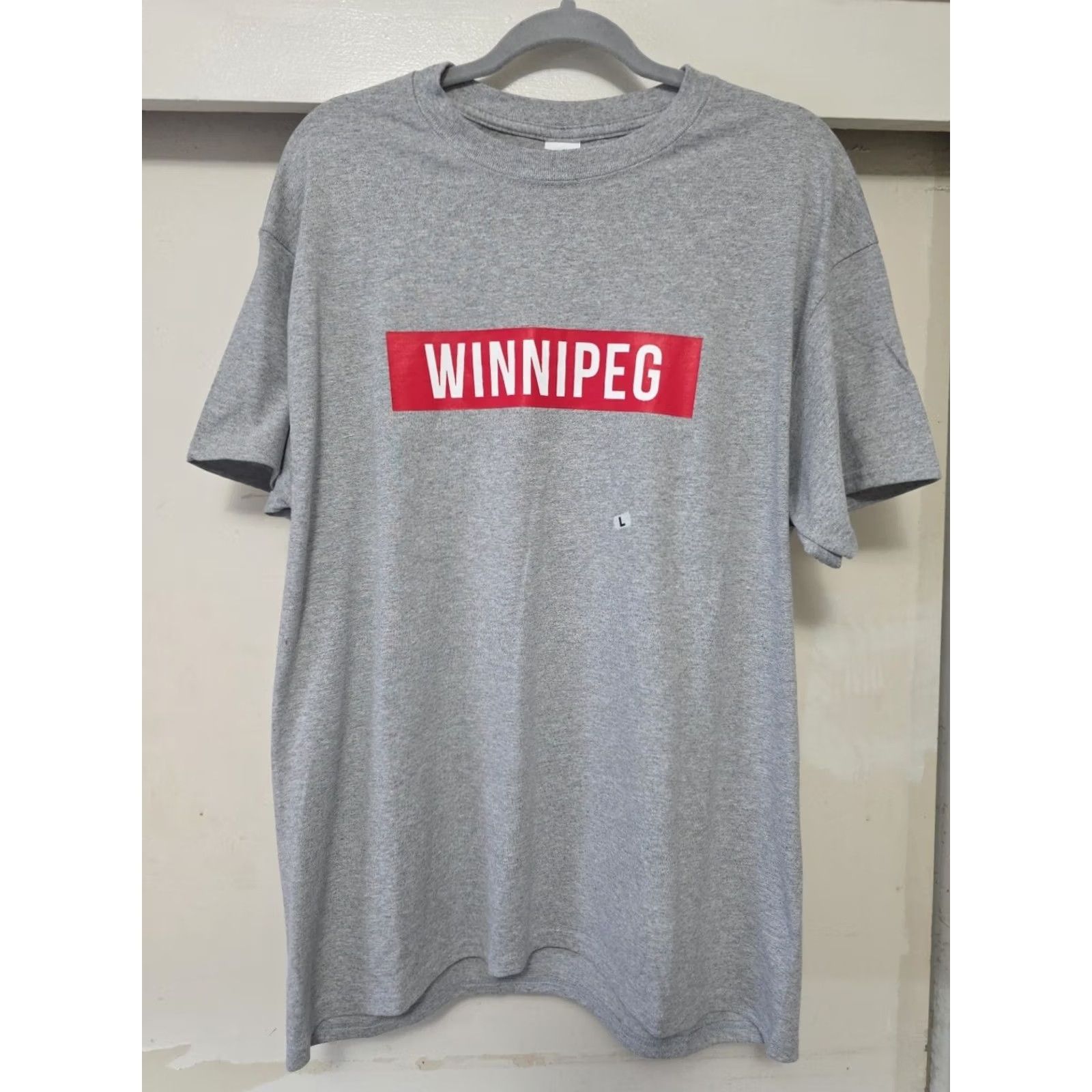 Gildan Gildan T-Shirt Winnipeg Box Logo Light Heather Gray Crew Neck Short Sleeve Regular Adult Large XS? Size US L / EU 52-54 / 3 - 4 Thumbnail