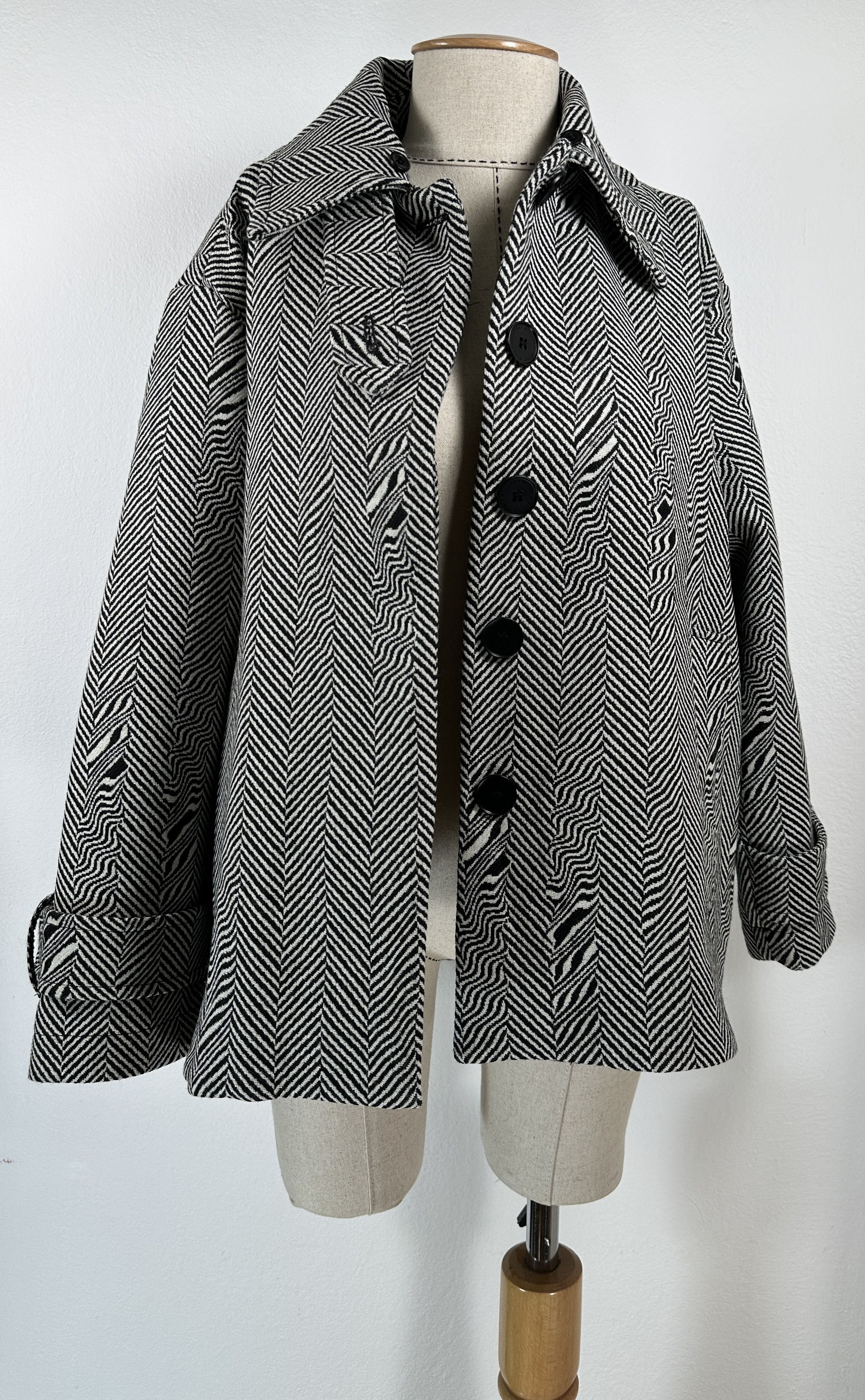 Stella McCartney Oversized Shearling-Trimmed Herringbone Jacket Size S / US 4 / IT 40 - 10 Thumbnail