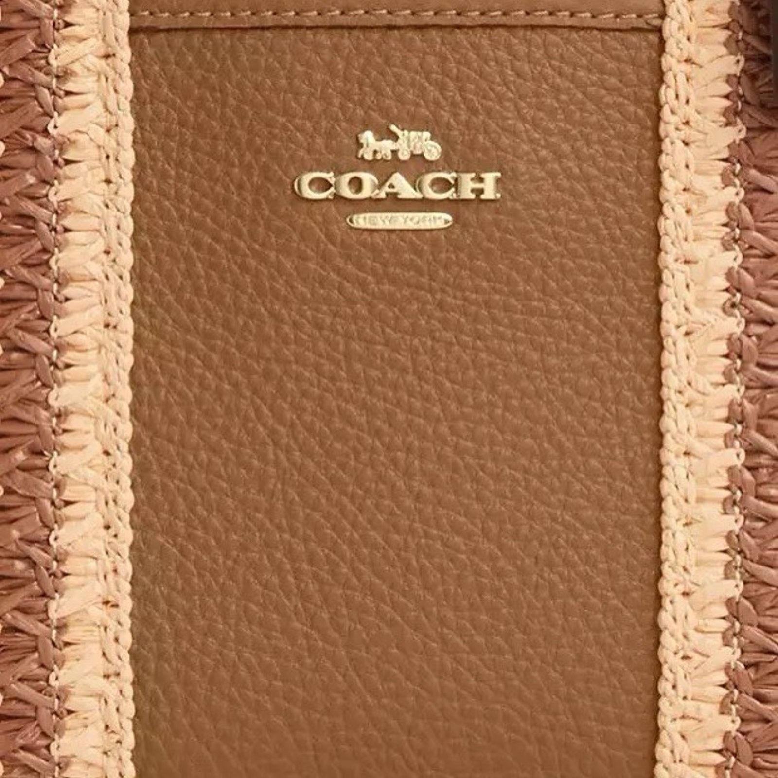 Coach NWT Coach Smith Tote Bag 24 CBG91 Straw Leather Honey Brown Size ONE SIZE - 7 Thumbnail