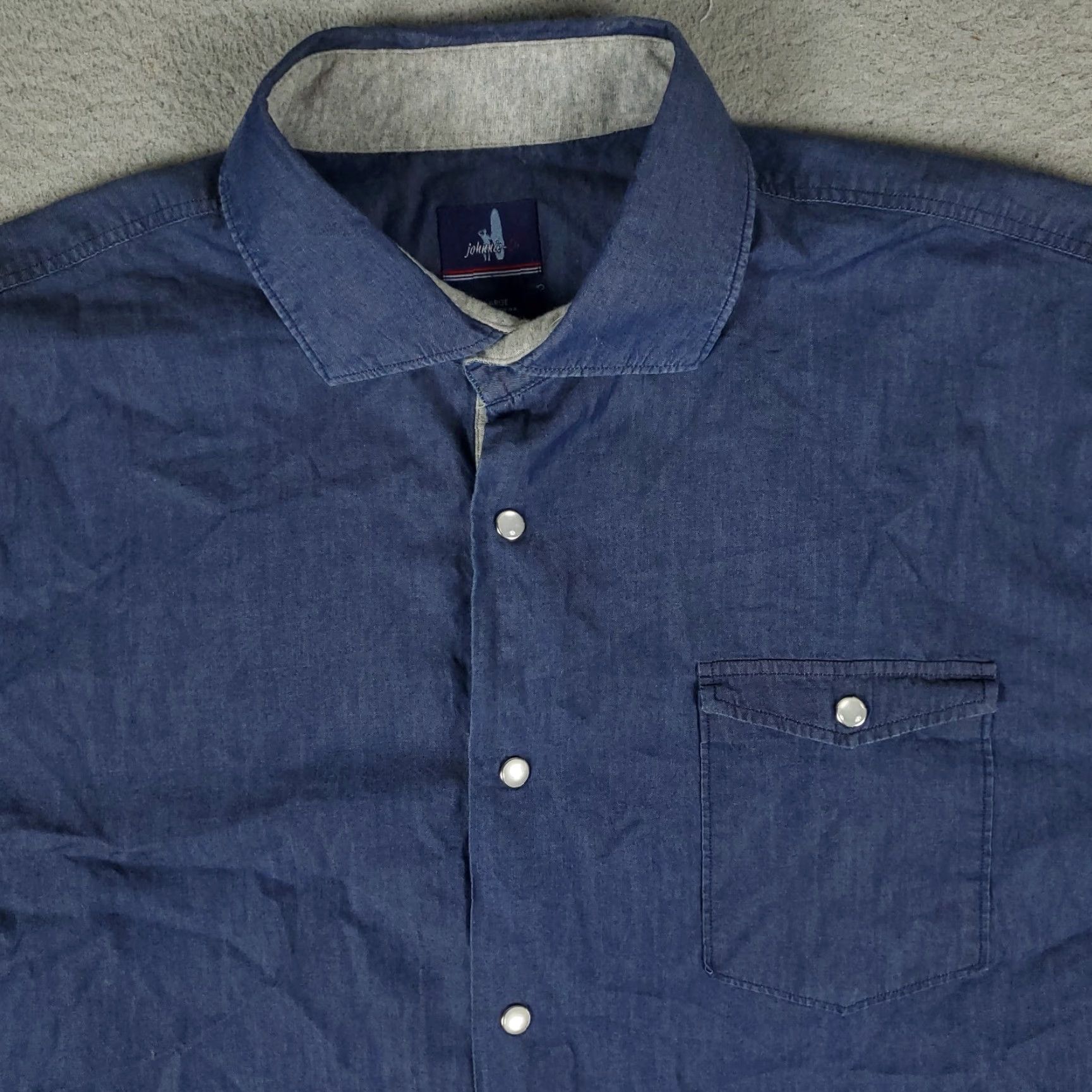 johnnie-O Johnnie-O Shirt Men's XL Blue Button-Up Long Sleeve Solid Cotton Blend Mens Size US XL / EU 56 / 4 - 2 Thumbnail