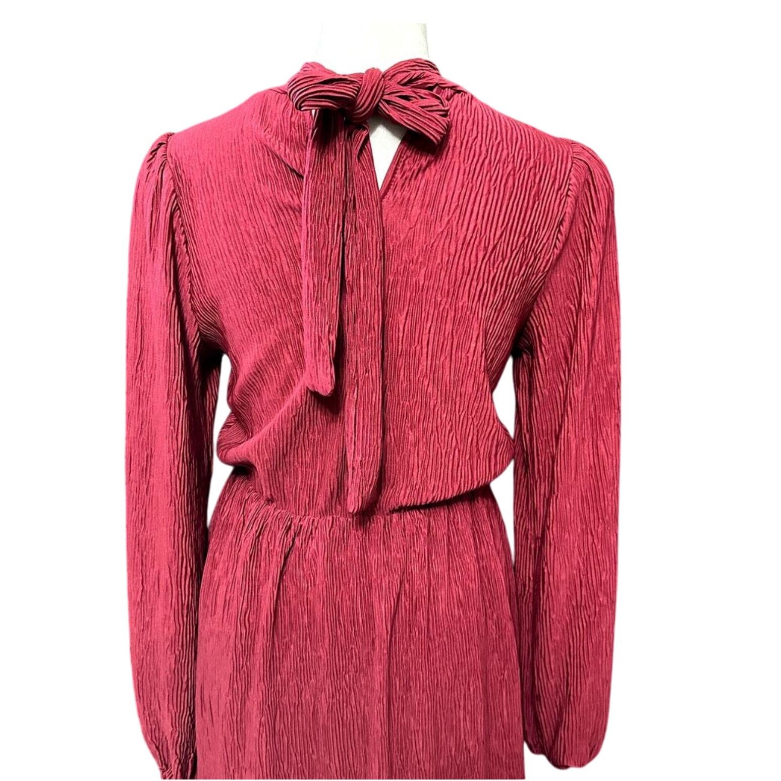 Other Floret Studios Women's Red Pleated Long Sleeve Mini Dress M Size M / US 6-8 / IT 42-44 - 6 Thumbnail